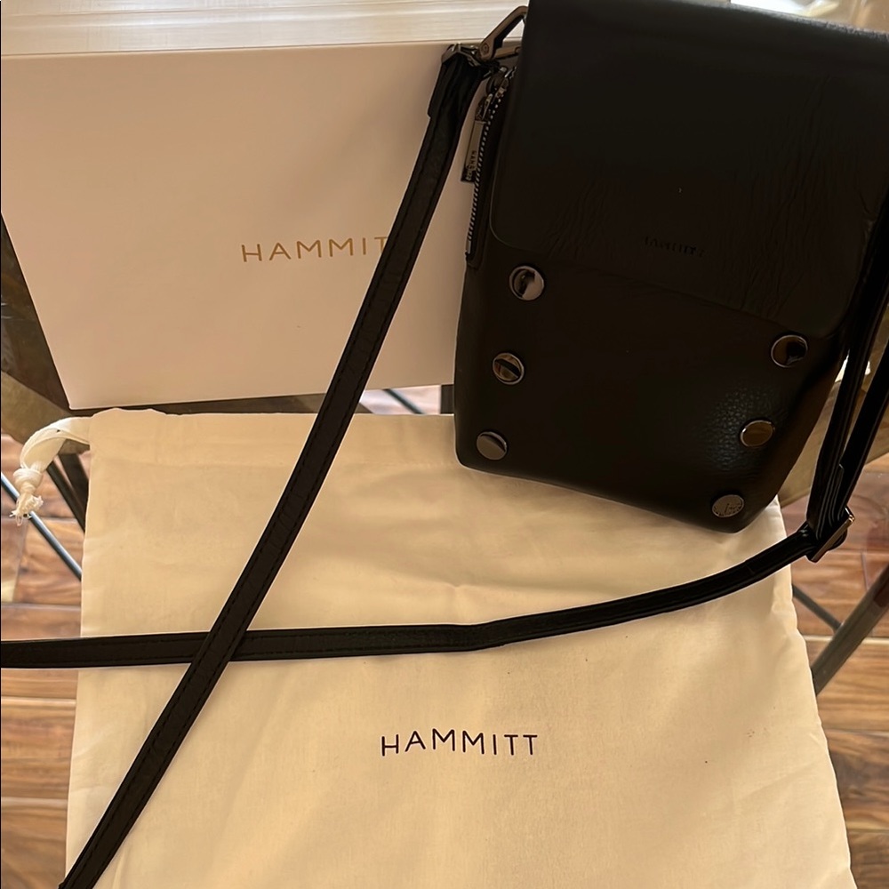 Hammitt Black Messenger Bag with Silver Studs
